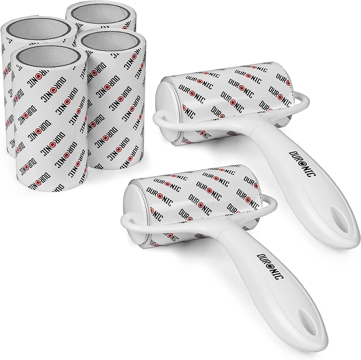 Duronic ROLL2X4 Set de 2 Rouleaux ramasse poils avec 4 Recharges de Bandes adhésives | Anti peluches | Pour les Vêtements Poils d'Animaux Tissus d'Ameublement