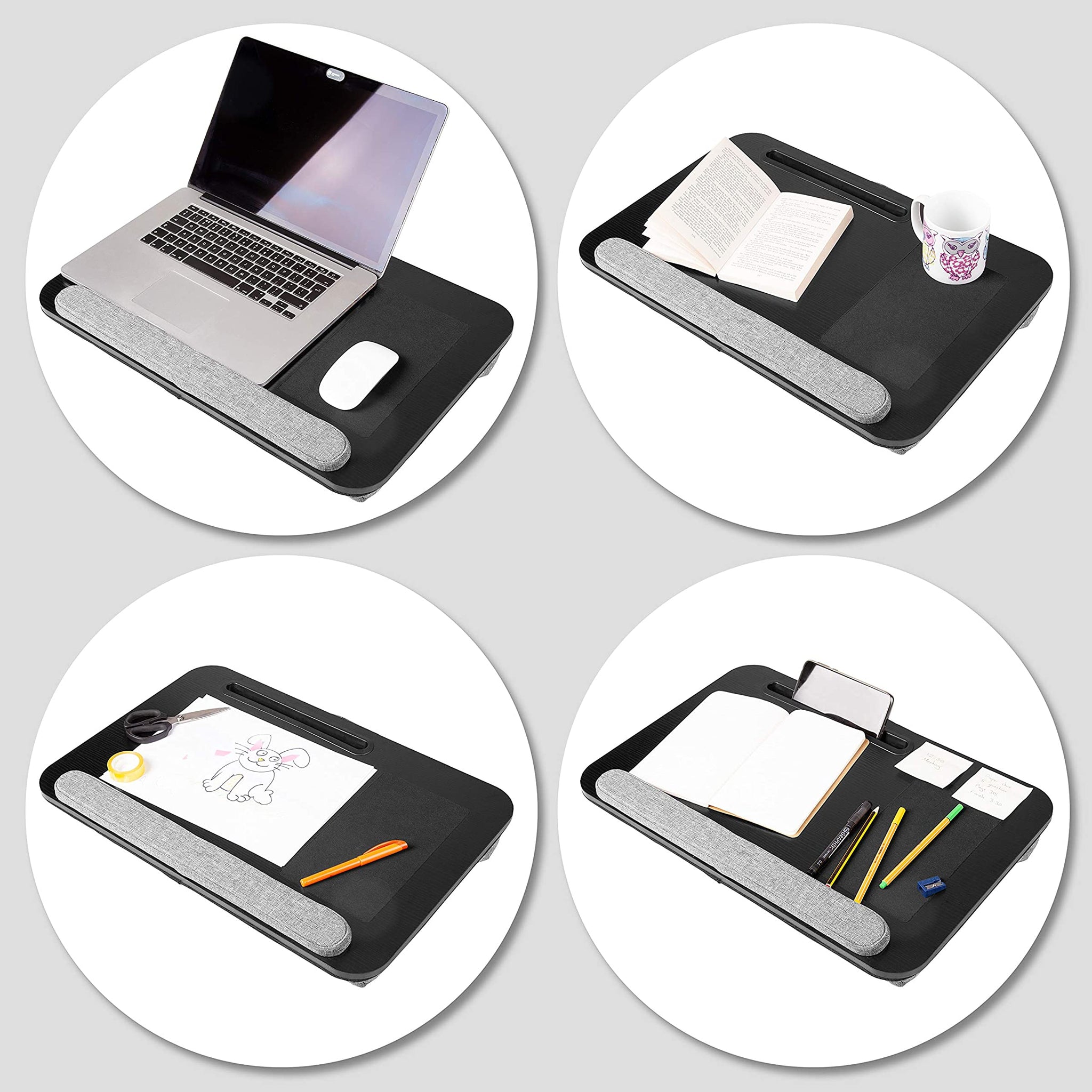 Duronic DML433 Plateau pour Ordinateur Portable avec Coussins inclinés en polystyrène ergonomiques | Repose Poignets en Mousse | Support pour Tablette | Tapis de Souris | Table à Poser sur Les Genoux