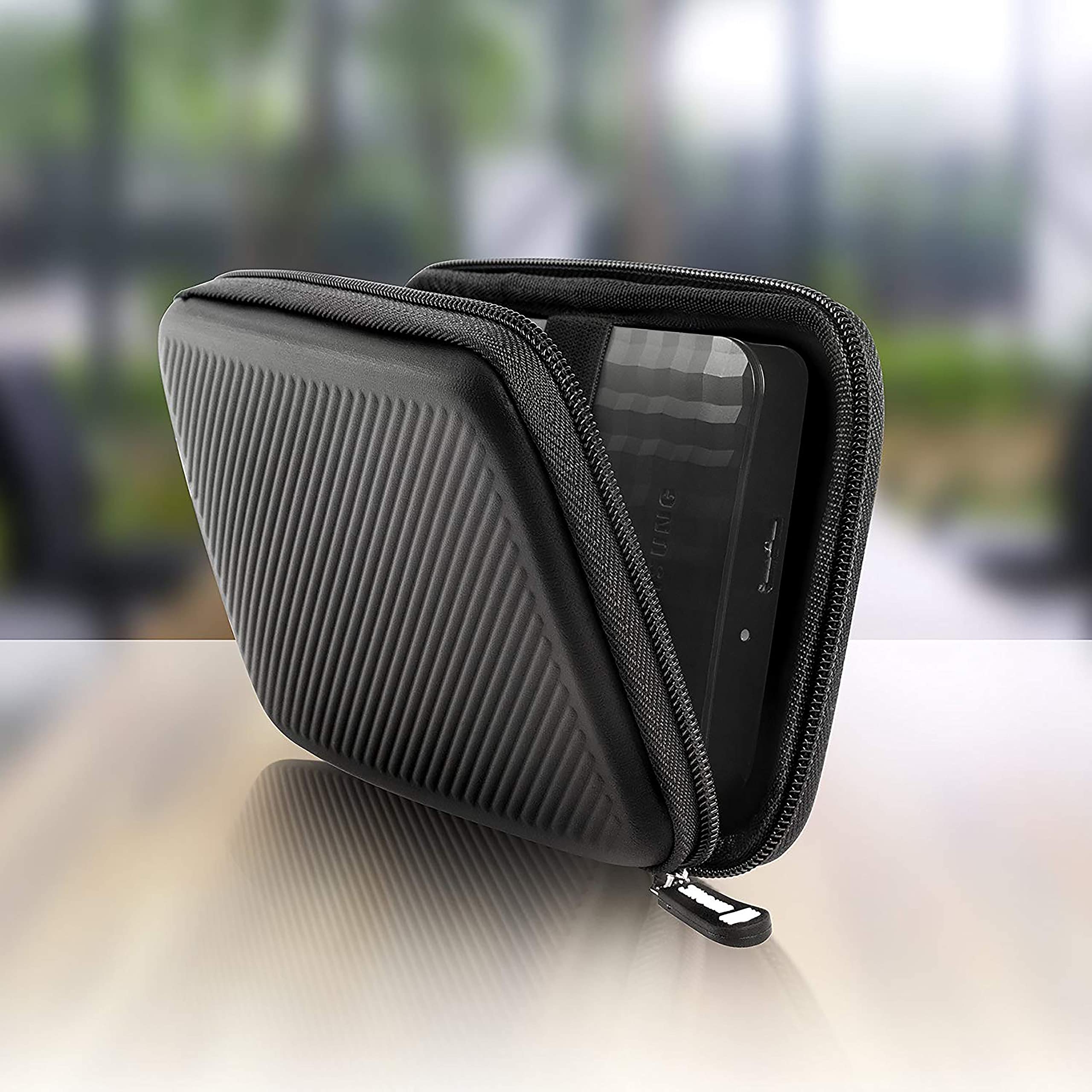 Duronic HDC2 BK étui de protection semi rigide pour disque dur, GPS, batterie portable, liseuse | housse pour disques durs externes | noir | EVA antichoc | Léger et compact | 11 x 15 cm
