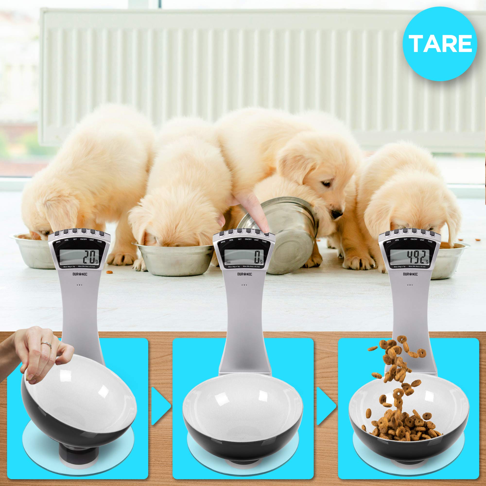 Duronic KS4000 Balance de cuisine argentée | Capacité de 3 kg | Fixations murales | Minuterie | Large écran numérique | Fonction d'ajout de poids | Idéale pour la pâtisserie ou comme balance postale