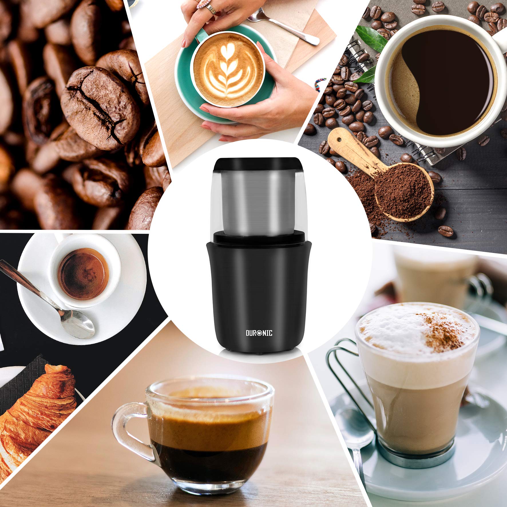 LINKChef Moulin à Café Électrique 250W Bol Inox Amovible - Noir CG-9230