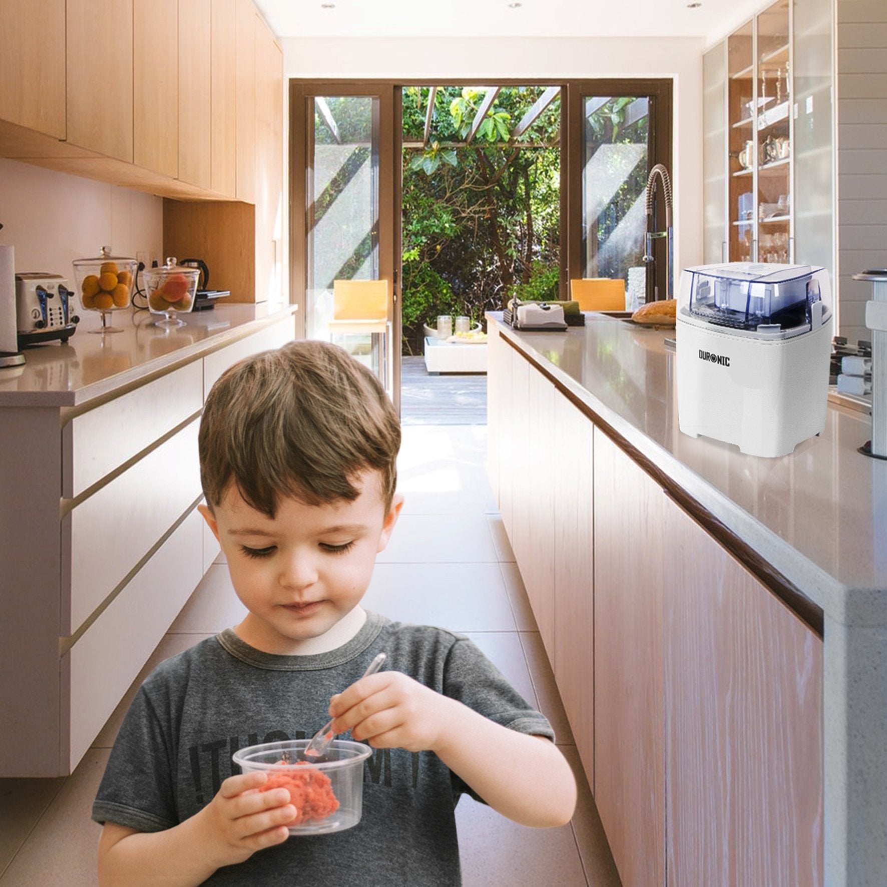 Duronic IM540 Machine à glace et sorbetière électrique Cuve amovible en inox de 1,5 litres Turbine idéale pour créer des glaces sorbets yaourts glacés crèmes glacée et desserts faits maison