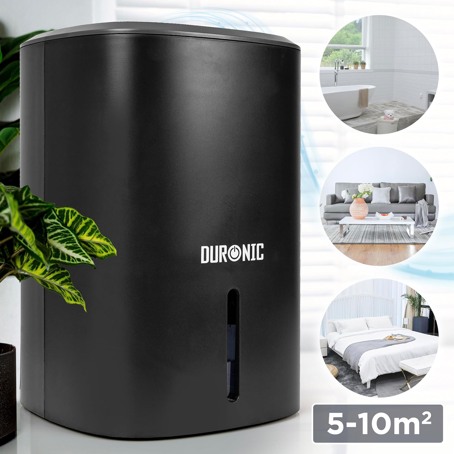 Duronic DH06 BK Déshumidificateur de 23W | Jusqu'à 240ml d'eau par jour | Réservoir d'eau de 0,8 litre | Compact et silencieux | Idéal pour petits espaces