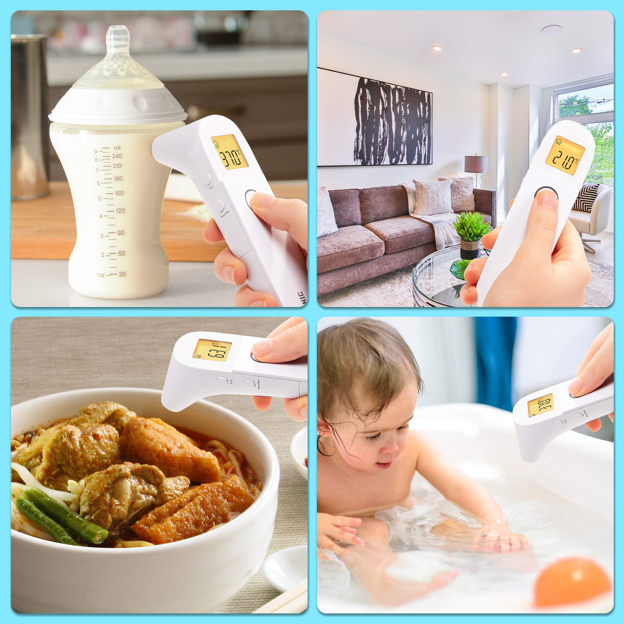 Duronic IRT3W Thermomètre Infrarouge 3 en 1 Température par l'Oreille et Le Front Modes Adultes Enfants Objets Mesure sans Contact Fonction de mémorisation Alerte de fièvre Pochette
