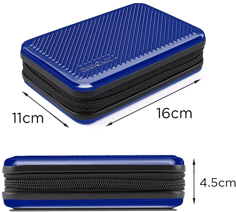 Duronic HDC3 BE étui de protection rigide pour disque dur, GPS, batterie portable, liseuse | housse pour disques durs externes | bleu | Aluminium antichoc | Léger et compact | 11 x 16 cm