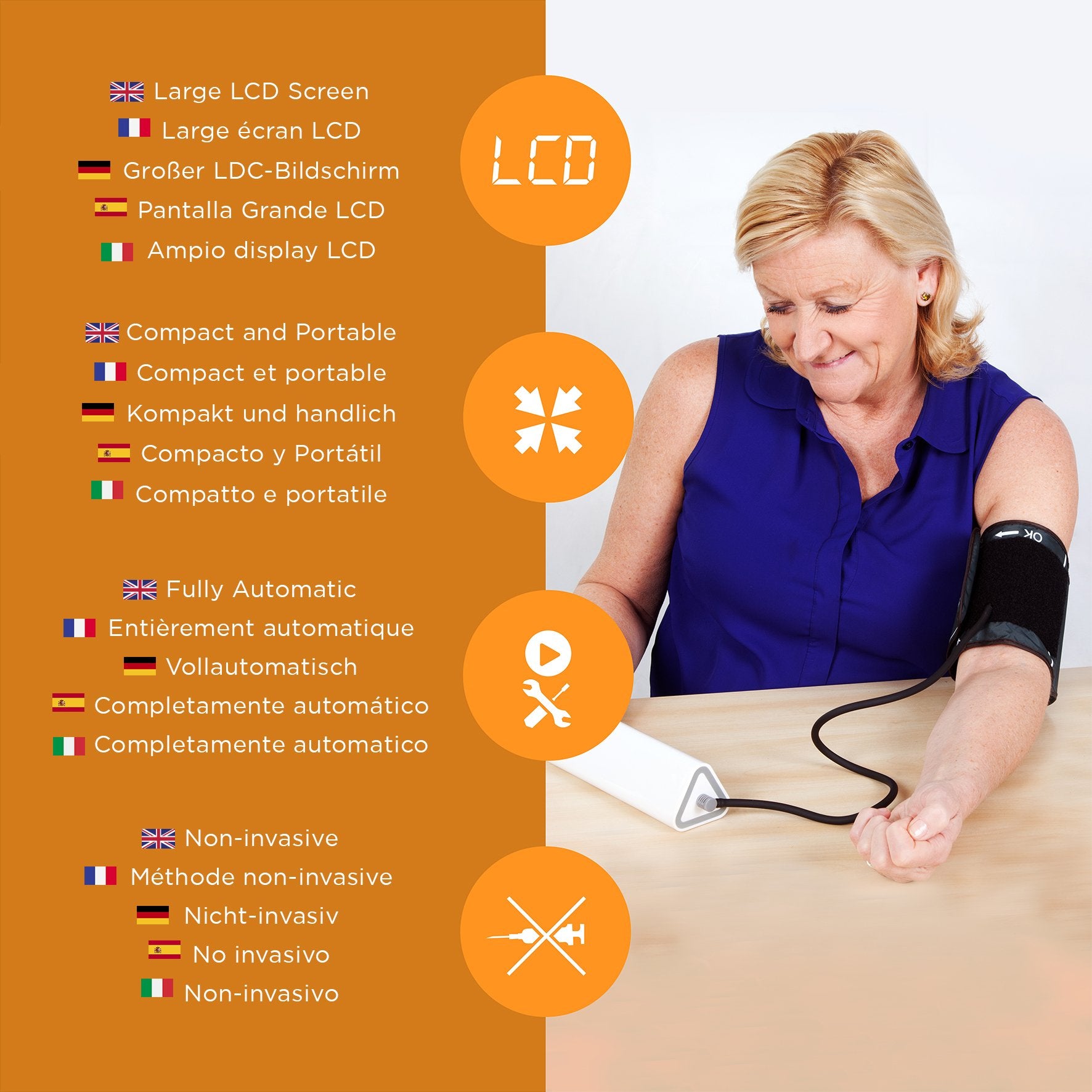 Duronic BPM450 Tensiomètre électronique pour bras - Brassard ajustable 22-42 cm - Mesure automatique de la tension artérielle - Certifié Médicalement