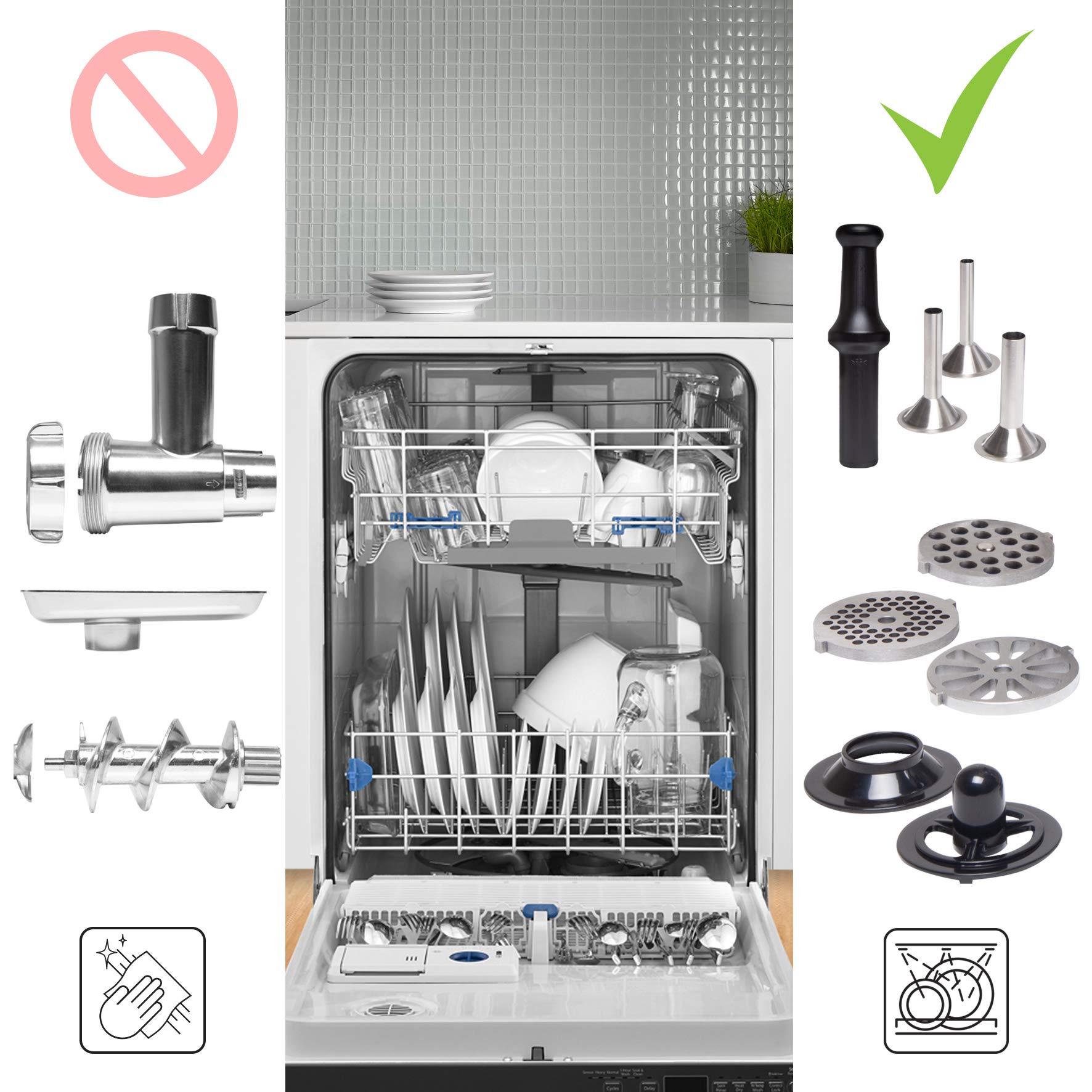 Duronic MG301 Hachoir à viande en inox 3000W - Accessoires pour viande hachée, saucisses, kibbés. Idéal pour créer des mets à base de viande ou de légumes (burgers végétaliens)