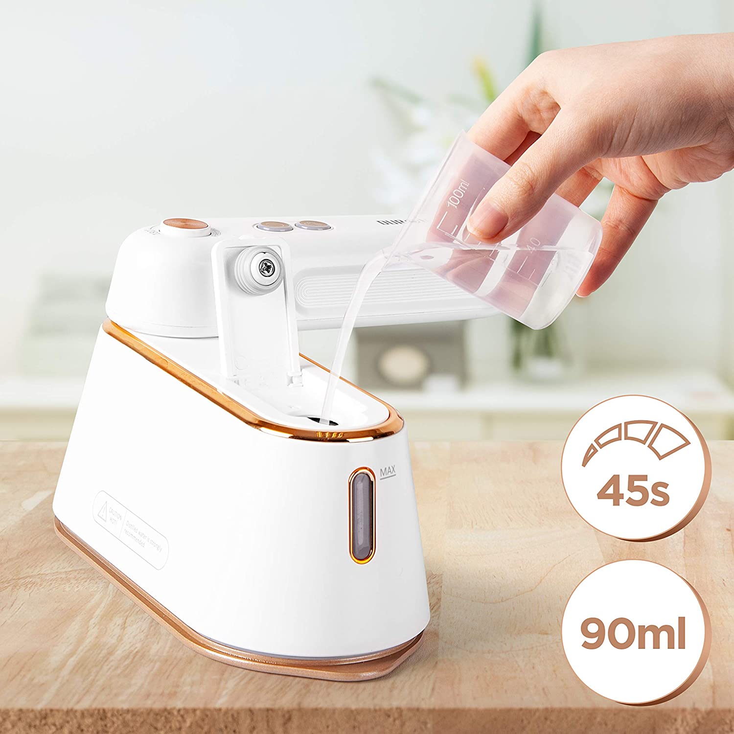 Duronic HS90 WE Fer à Repasser de Voyage Portable | Utilisation horizontale et verticale | 2 fonctions vapeurs | Poignée rétractable | Compact et léger pour déplacements | Sacoche, base et cruche