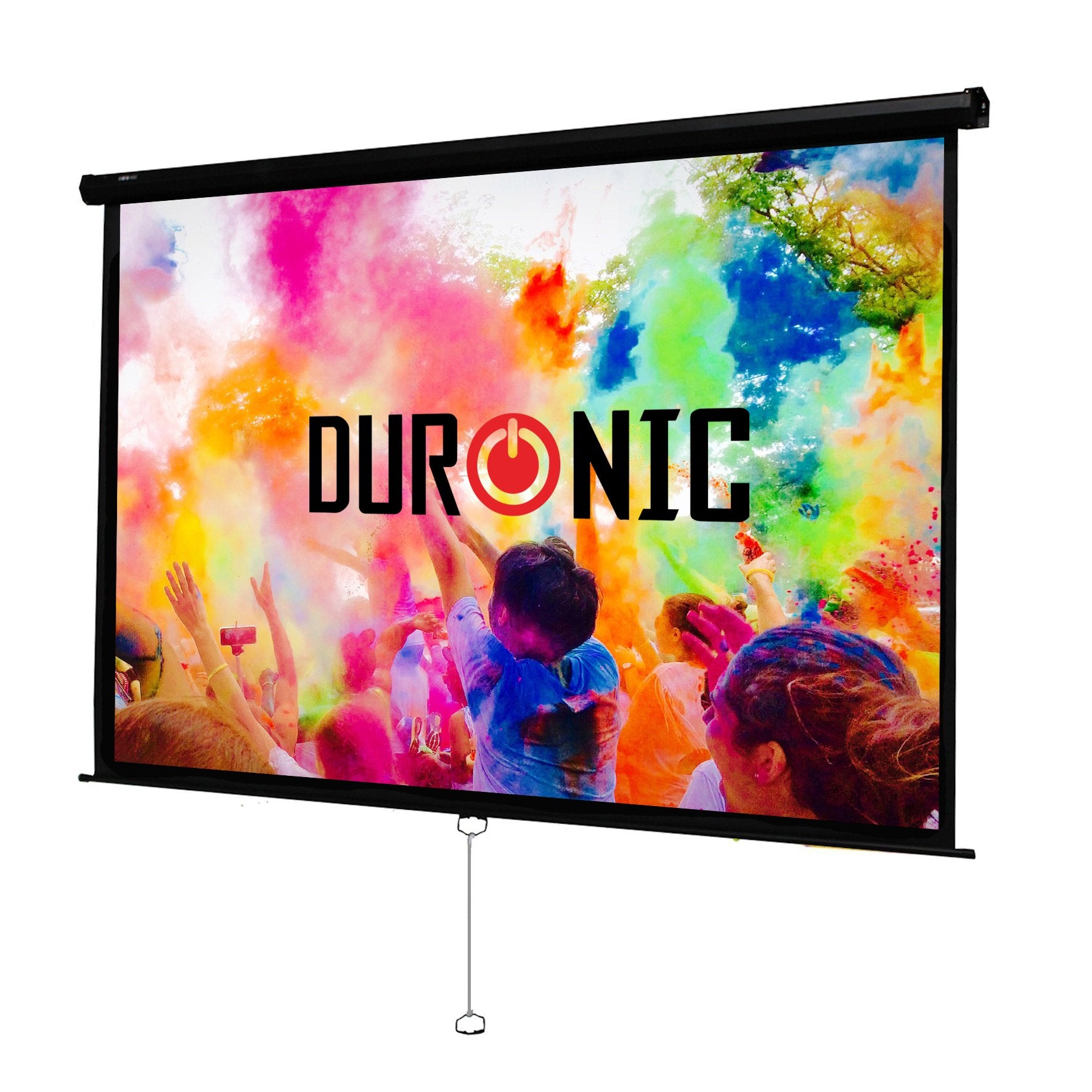 Duronic MPS100 16/9 BK Ecran de Projection à déroulement Manuel 100 Pouces 16:9/221 x 125 cm - Fixation Mur ou Plafond - 4K Full HD 3D