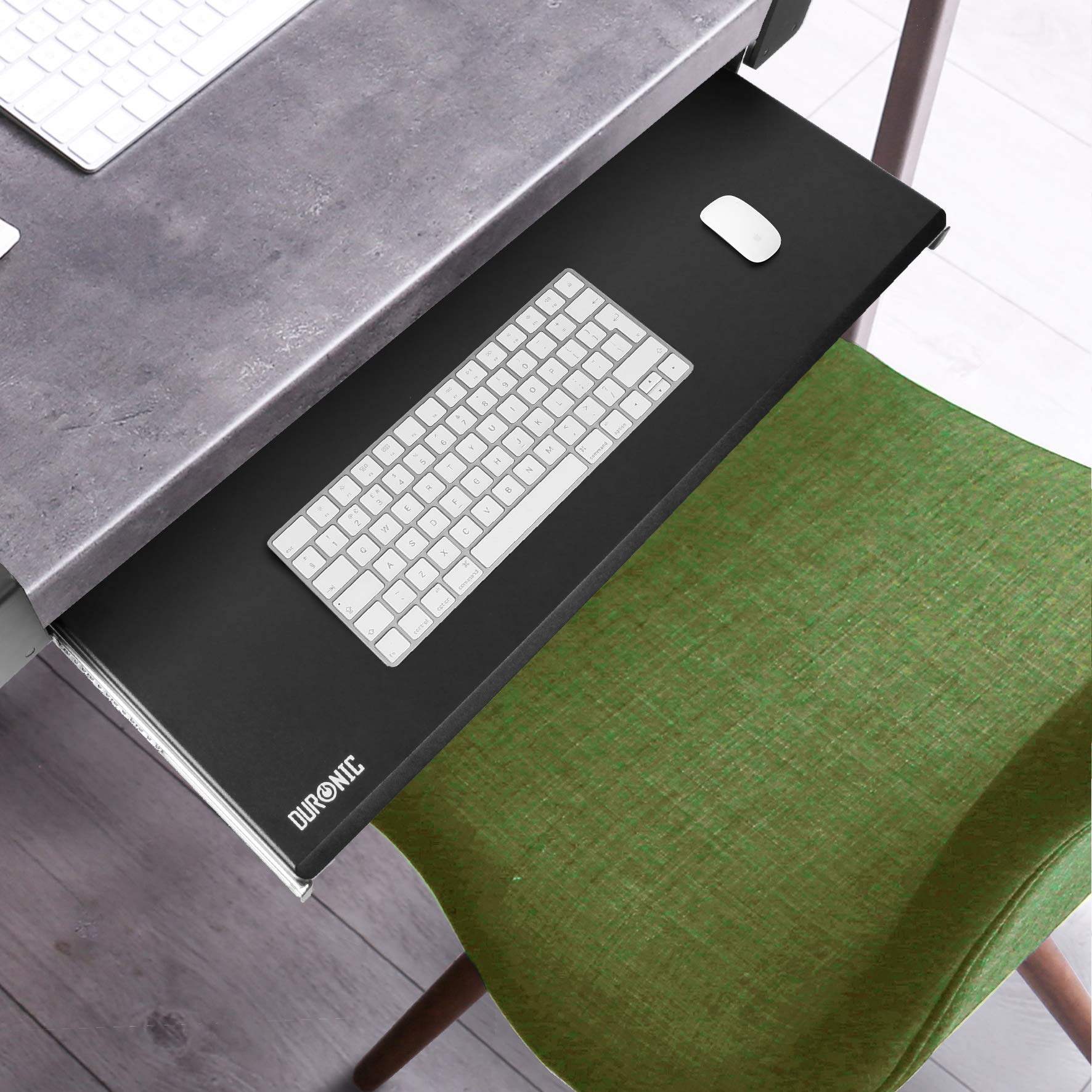 Duronic DKTPX1 Support Coulissant pour Clavier et Souris Ordinateur Portable PC Tablette Documents Tiroir sous la Table Solution Ergonomique pour Le Bureau Fixé avec des Pinces en Acier