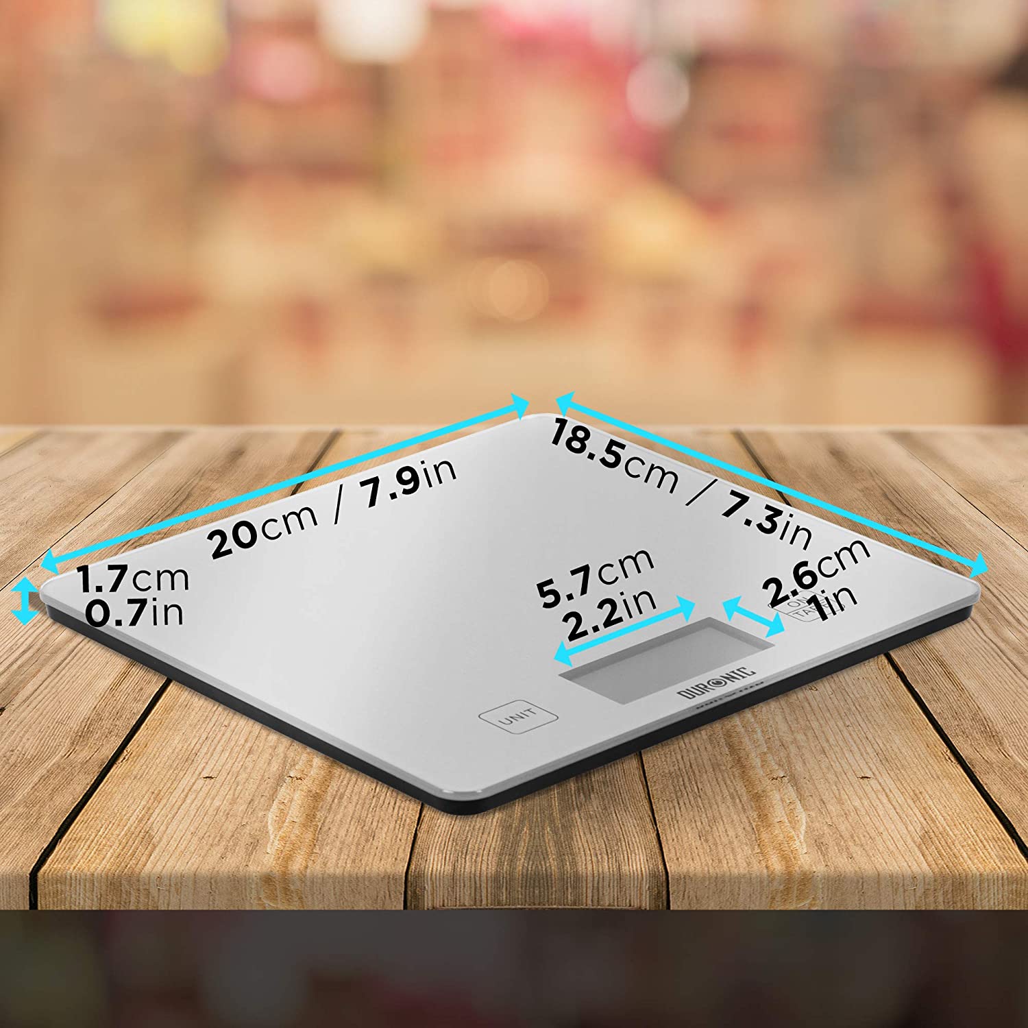 Duronic KS1080 Balance de cuisine | Capacité de 10 kg | Large affichage digital | 2 touches | Fonction d’ajout de poids | Précision à 1 g | Idéale pour faire des gâteaux et de la pâtisserie