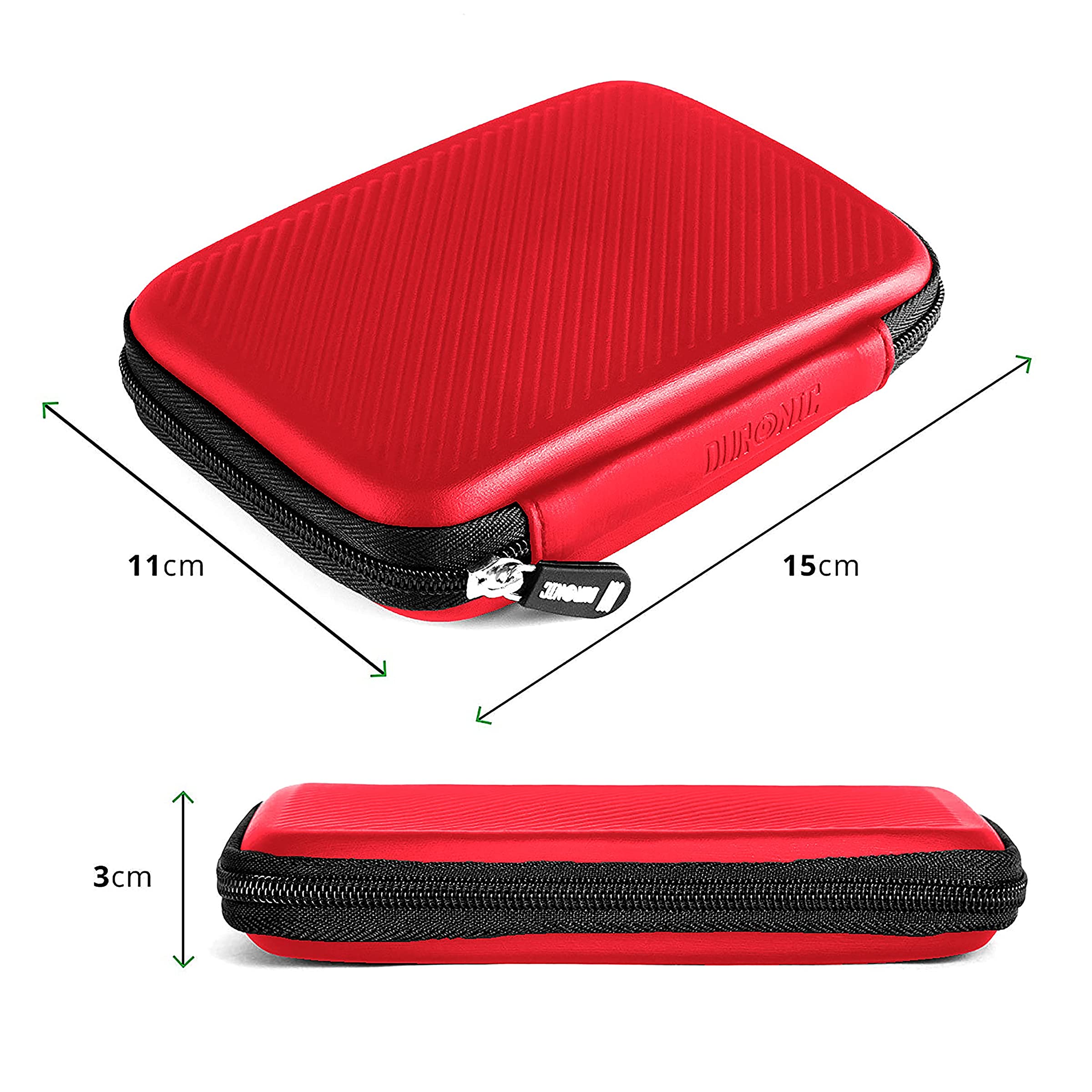 Duronic HDC2 RD étui de Protection Semi Rigide pour Disque Dur, GPS, Batterie Portable, liseuse | Housse pour disques durs externes | Rouge | EVA Antichoc | Léger et Compact | 11 x 15 cm