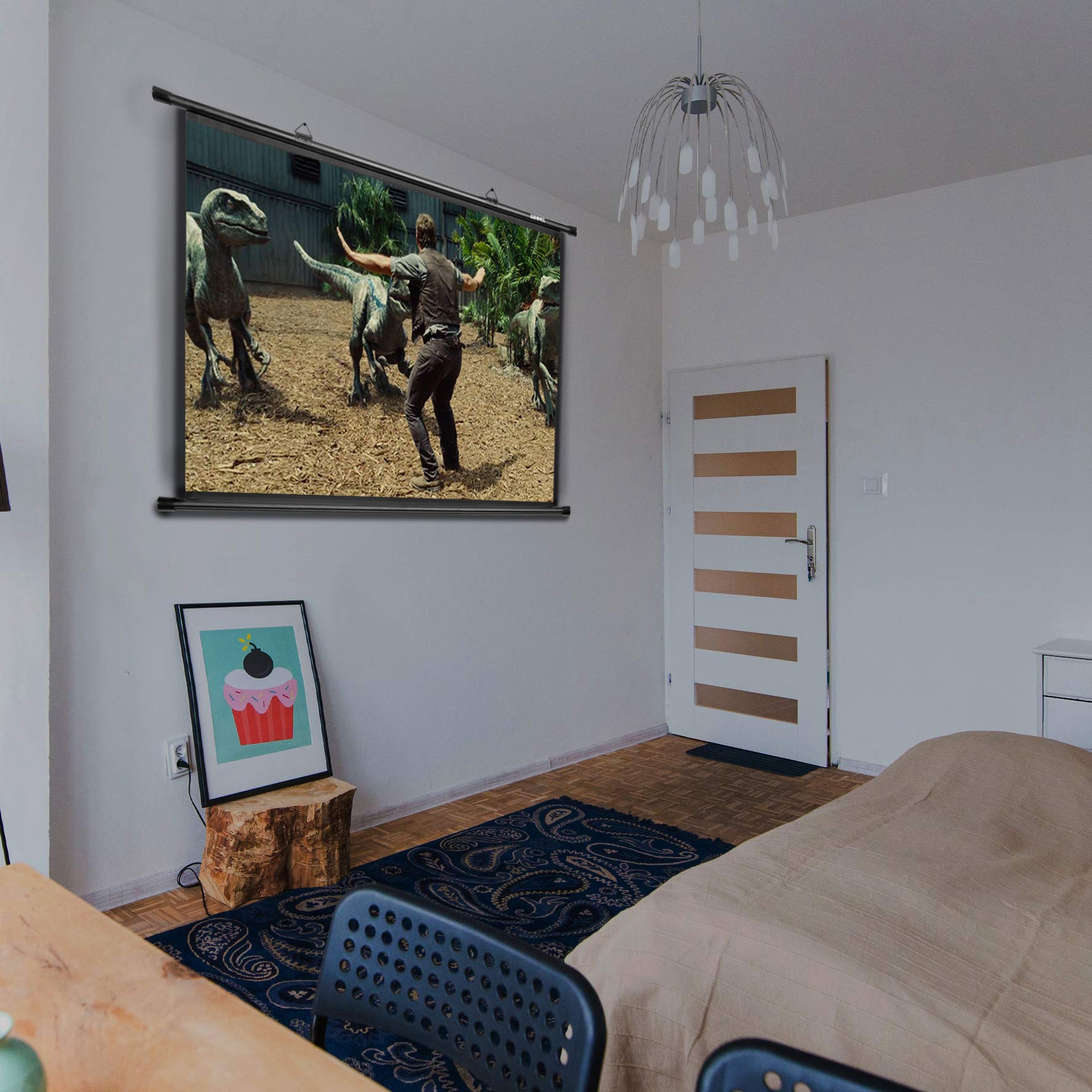 Duronic BPS50 /43 Ecran de Projection avec Barres et Crochets pour vidéoprojecteur - Toile de 50 Pouces ou 127 cm (100 x 76 cm)