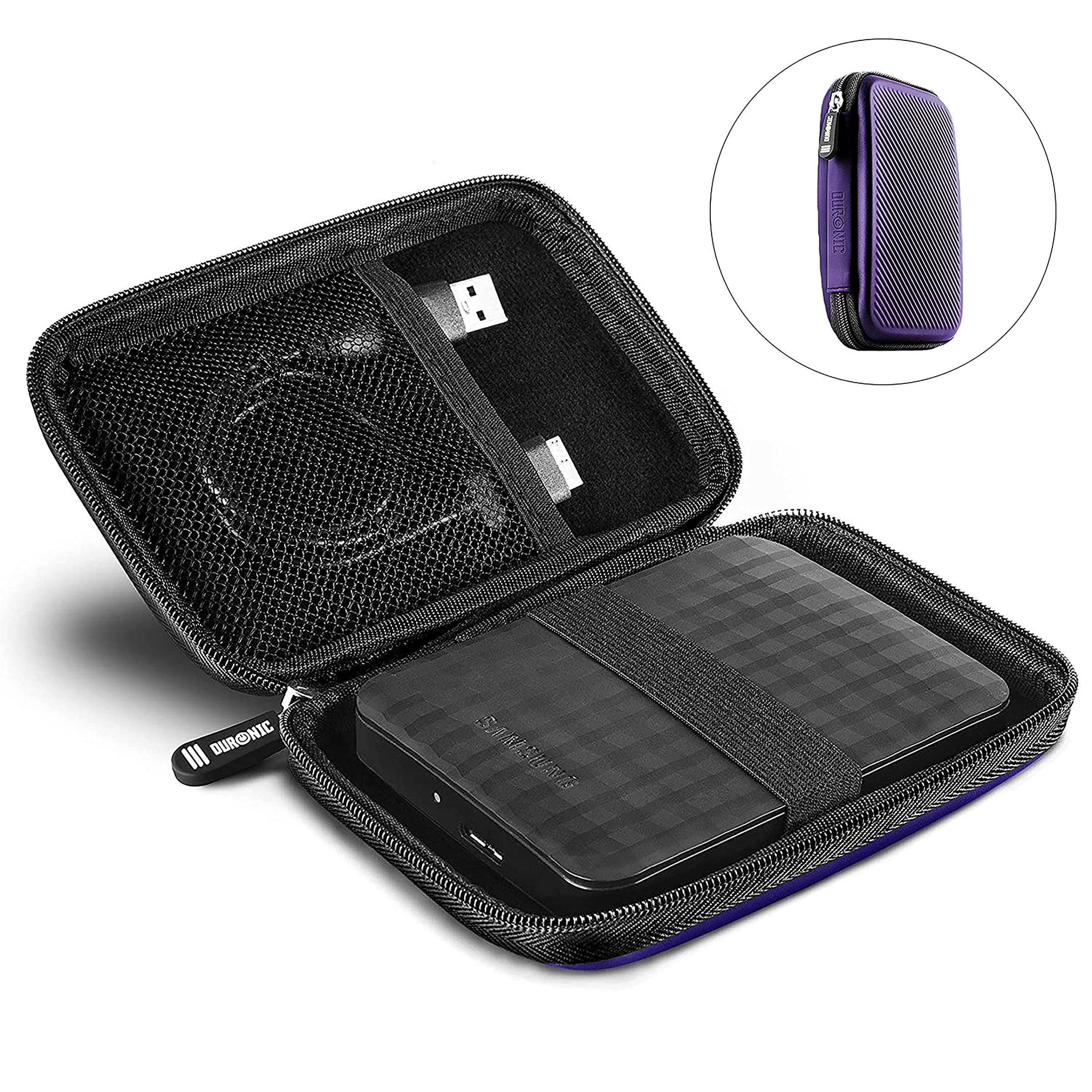 Duronic HDC2 VT étui de Protection Semi Rigide pour Disque Dur, GPS, Batterie Portable, liseuse | Housse pour disques durs externes | Violet | EVA Antichoc | Léger et Compact | 11 x 15 cm