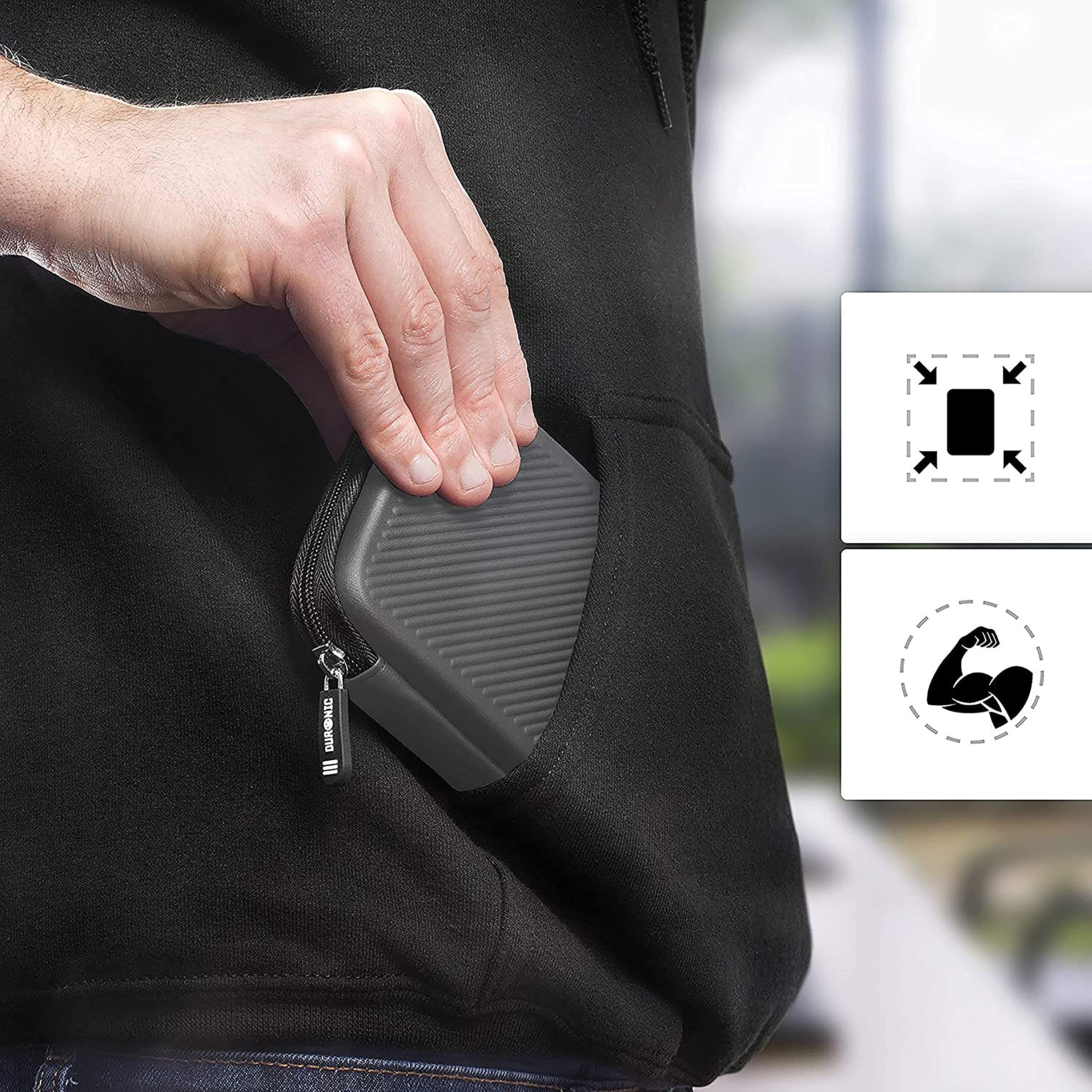 Duronic HDC2 GY étui de Protection Semi Rigide pour Disque Dur, GPS, Batterie Portable, liseuse | Housse pour disques durs externes | Gris | EVA Antichoc | Léger et Compact | 11 x 15 cm