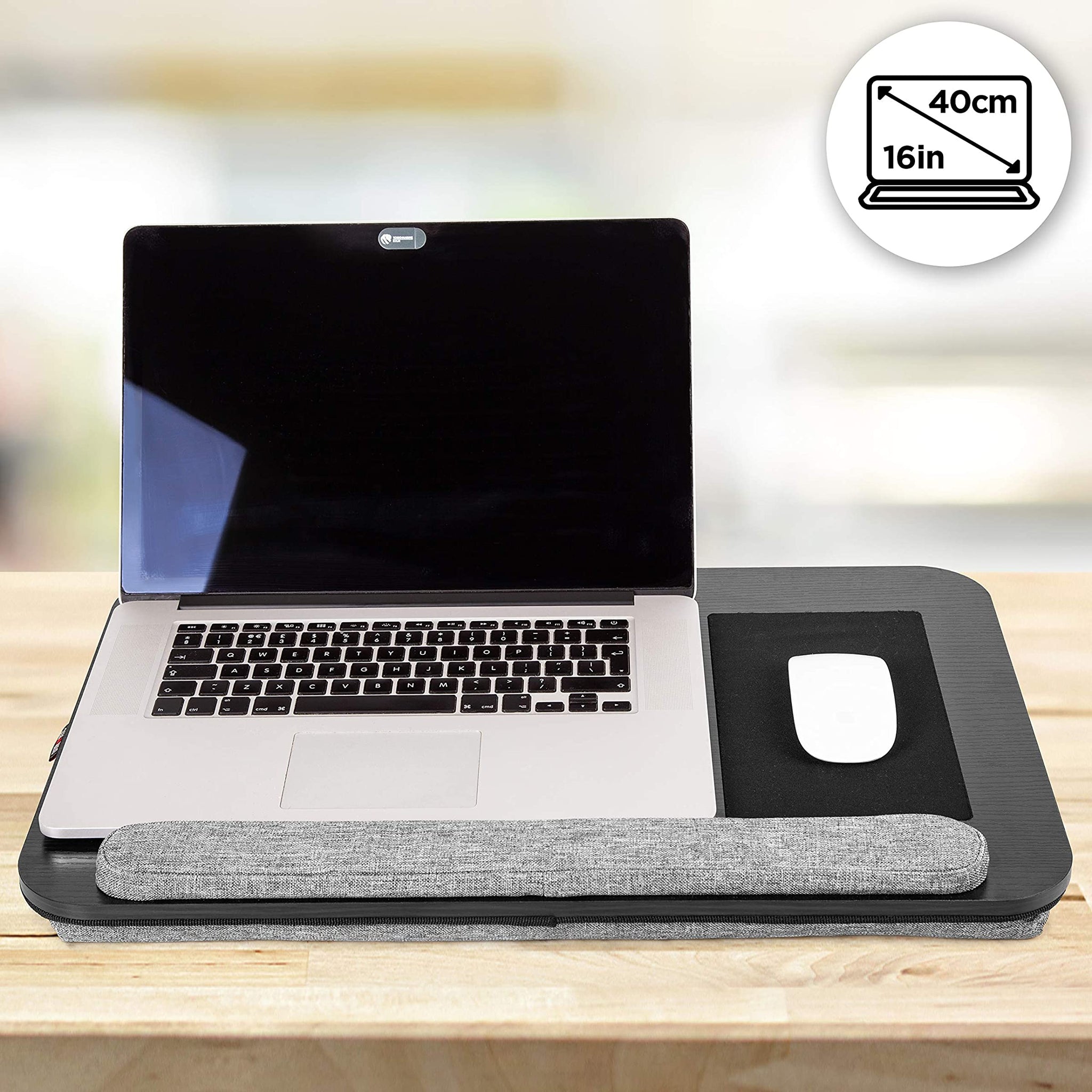 Duronic DML433 Plateau pour Ordinateur Portable avec Coussins inclinés en polystyrène ergonomiques | Repose Poignets en Mousse | Support pour Tablette | Tapis de Souris | Table à Poser sur Les Genoux