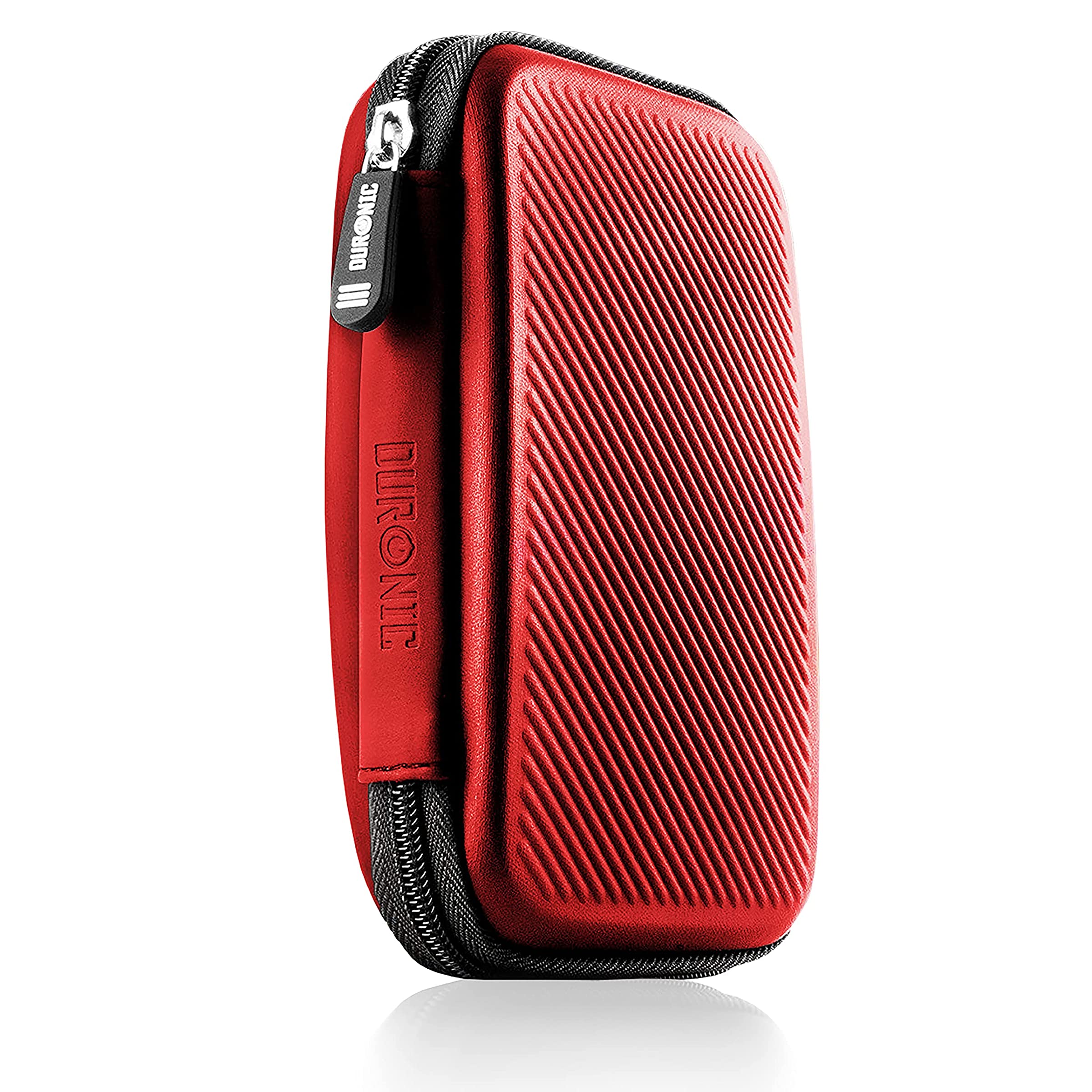 Duronic HDC2 RD étui de Protection Semi Rigide pour Disque Dur, GPS, Batterie Portable, liseuse | Housse pour disques durs externes | Rouge | EVA Antichoc | Léger et Compact | 11 x 15 cm