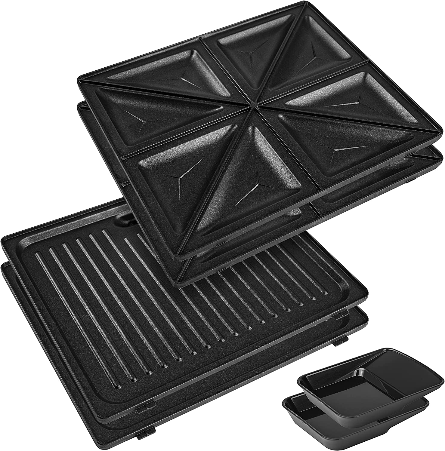 Duronic SM60SP Plaques pour le Gaufrier WM60 de Duronic | 2 Plaques Grill | 2 Plaques Toasts | Plaques interchangeables antiadhésives