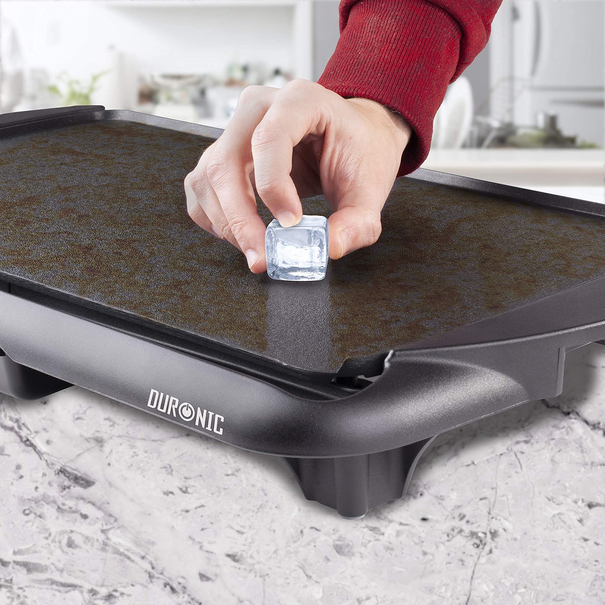 Duronic GP20 Plancha électrique antiadhésive 2000W 52 x 27 cm avec thermostat et bac à jus amovible - Cuisson sans ajout de matière grasse idéal pour soirée en famille et amis