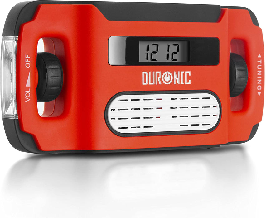 Duronic Apex Radio / Alarme / Lampe Torche / Chargeur USB dynamo et solaire – à affichage numérique Ne nécessite aucune pile