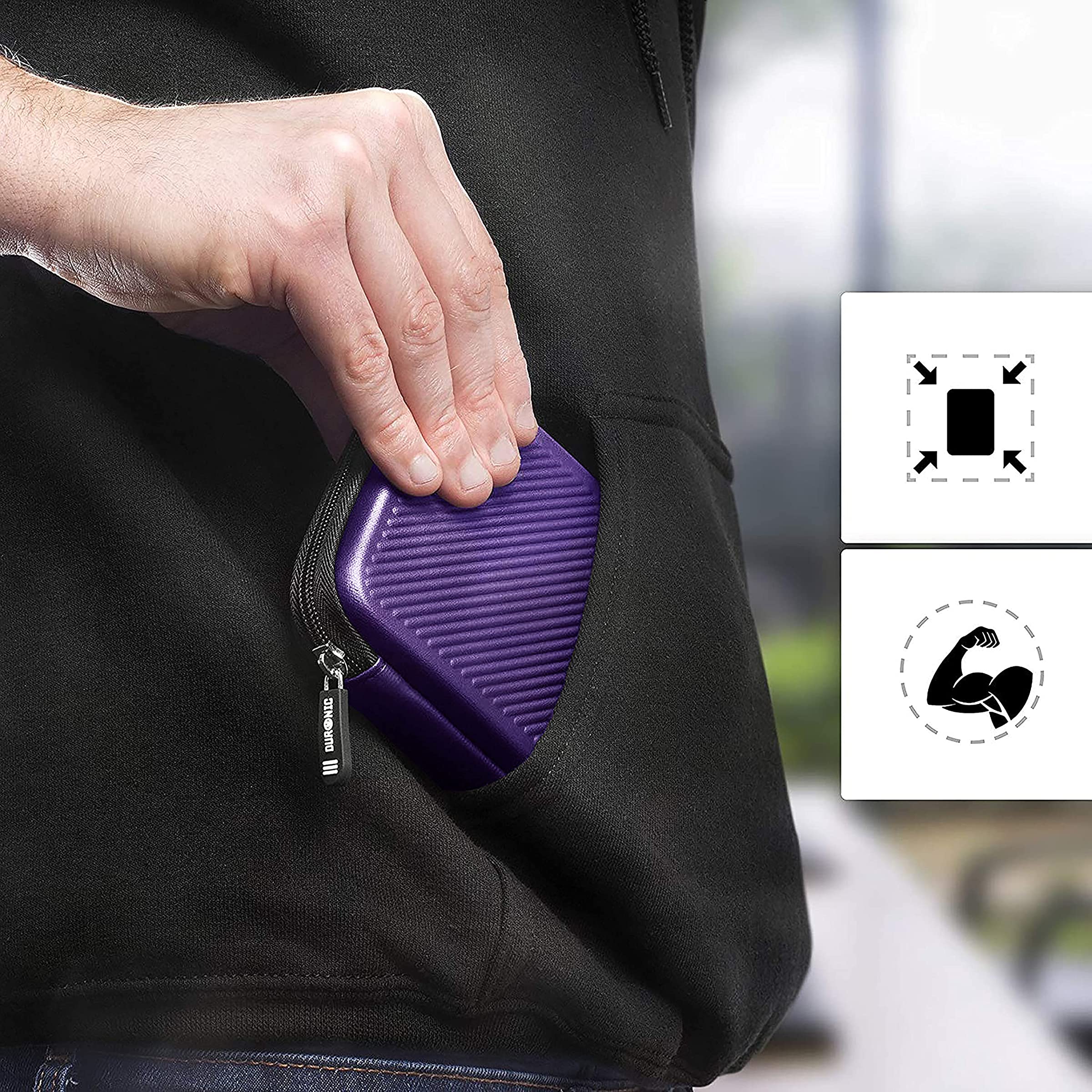 Duronic HDC2 VT étui de Protection Semi Rigide pour Disque Dur, GPS, Batterie Portable, liseuse | Housse pour disques durs externes | Violet | EVA Antichoc | Léger et Compact | 11 x 15 cm