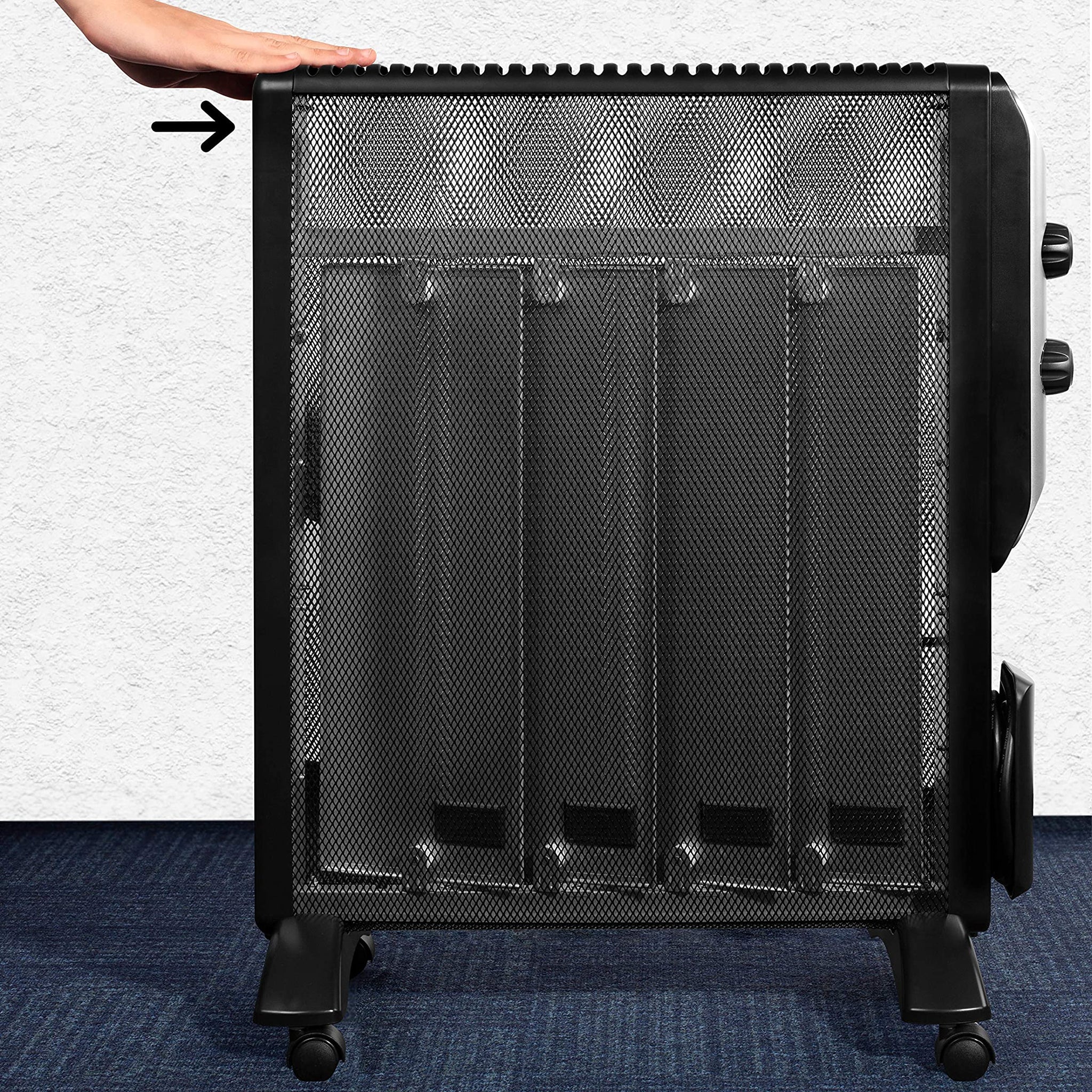 Duronic HV220 BK Radiateur Electrique en Mica sans Huile | 2000W | Thermostat Intégré | Chauffe en 1 Minute | 2 Puissances 1000W ou 2000W